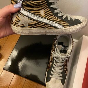 Golden Goose Slide Sneakers Zebra Calfhair sz 38